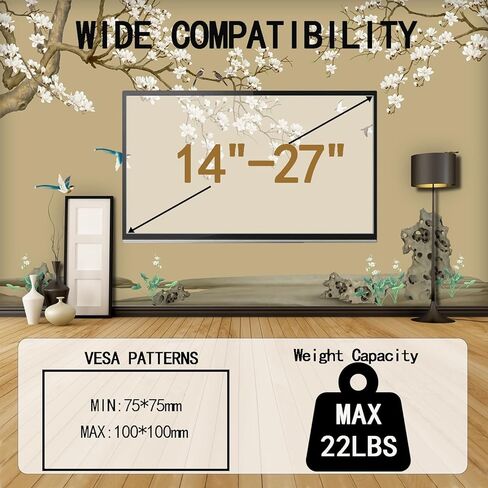 Articulating Arms Full Motion TV Monitor Wall Mount Bracket Tilt Extension for Most 14-27 Inch Flat Curved Screen TVs and Monitors Max VESA 100x100mm Holds up to 22lbs in Kuwait