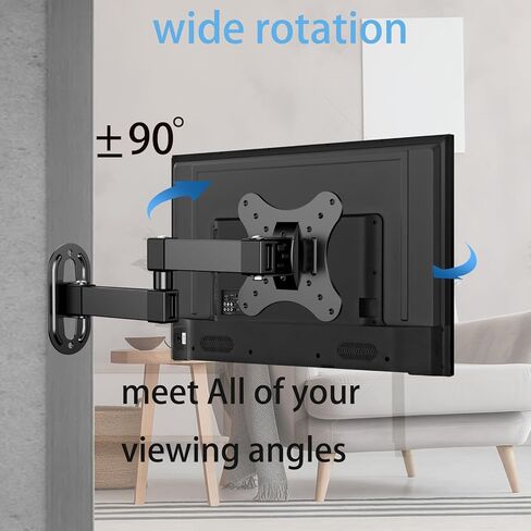 Articulating Arms Full Motion TV Monitor Wall Mount Bracket Tilt Extension for Most 14-27 Inch Flat Curved Screen TVs and Monitors Max VESA 100x100mm Holds up to 22lbs in Kuwait