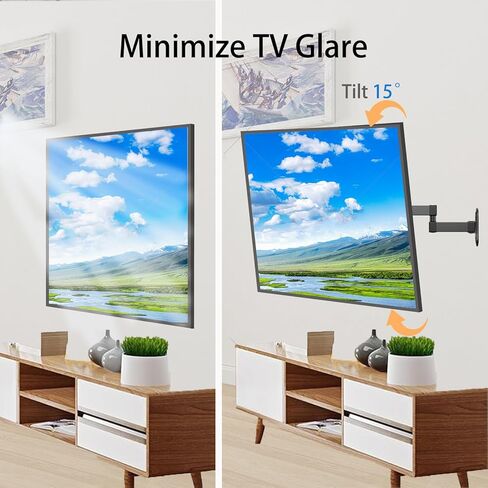 Articulating Arms Full Motion TV Monitor Wall Mount Bracket Tilt Extension for Most 14-27 Inch Flat Curved Screen TVs and Monitors Max VESA 100x100mm Holds up to 22lbs in Kuwait