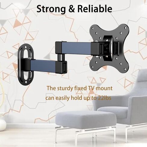 Articulating Arms Full Motion TV Monitor Wall Mount Bracket Tilt Extension for Most 14-27 Inch Flat Curved Screen TVs and Monitors Max VESA 100x100mm Holds up to 22lbs in Kuwait