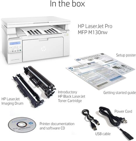 طابعة ليزر HP Laserjet Pro M130nw الكل في واحد لاسلكية، جاهزة للتجديد من Amazon Dash (G3Q58A). تحل محل طابعة الليزر HP M125nw (متجددة) in Kuwait