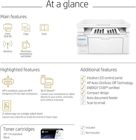 طابعة ليزر HP Laserjet Pro M130nw الكل في واحد لاسلكية، جاهزة للتجديد من Amazon Dash (G3Q58A). تحل محل طابعة الليزر HP M125nw (متجددة) in Kuwait