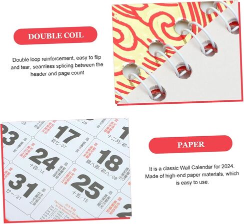 Vaguelly 2024 Wall Hanging Decor New Year Wall Calendar Hanging Calendar Decor Portable Wall Calendar Clear Printed Calendar Home Calendar Old Almanac Decorate Decorations Paper Office Fine in Saudi Arabia