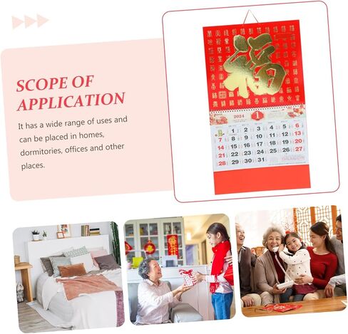 Vaguelly 2024 Wall Hanging Decor New Year Wall Calendar Hanging Calendar Decor Portable Wall Calendar Clear Printed Calendar Home Calendar Old Almanac Decorate Decorations Paper Office Fine in Saudi Arabia