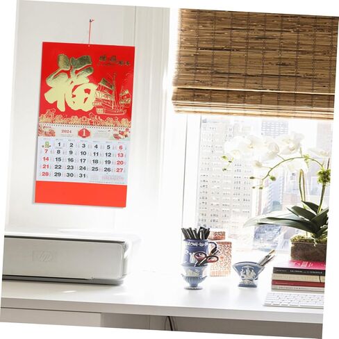Vaguelly 2024 Wall Hanging Decor New Year Wall Calendar Hanging Calendar Decor Portable Wall Calendar Clear Printed Calendar Home Calendar Old Almanac Decorate Decorations Paper Office Fine in Saudi Arabia