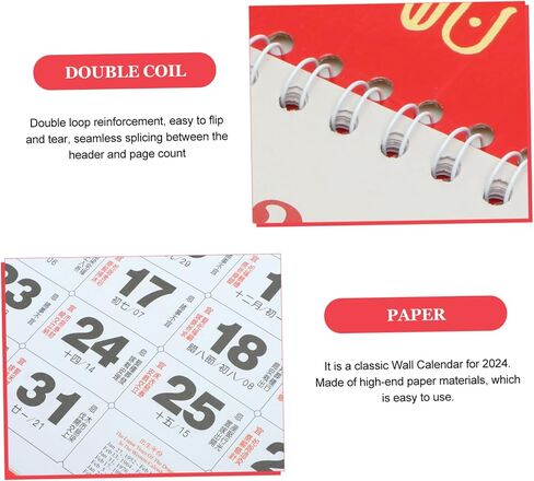 Vaguelly 2024 Wall Hanging Decor New Year Wall Calendar Hanging Calendar Decor Portable Wall Calendar Clear Printed Calendar Home Calendar Old Almanac Decorate Decorations Paper Office Fine in Saudi Arabia