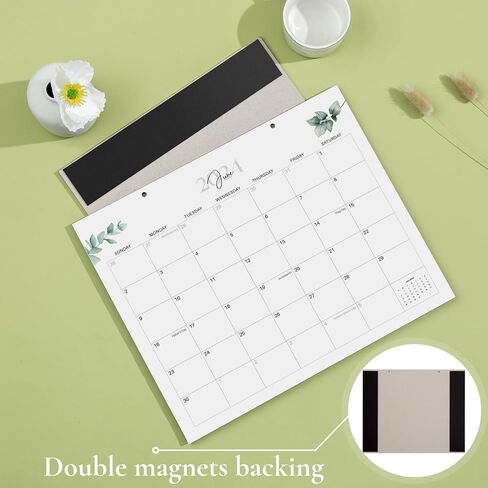 Magnetic Calendar for Fridge Apr 2024 to Sep 2025 | 2024-2025 Greenery Calendar 13.5x11 Inch Monthly Calendar for Refrigerator |18 Months Magnetic Fridge Calendar | Large Writing Blocks with Holidays, in Saudi Arabia
