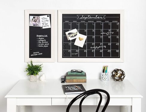 Beatrice Framed Magnetic Chalkboard Monthly Calendar, 23x29, Walnut Brown in Kuwait