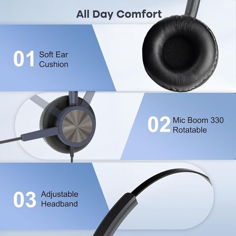 سماعة هاتف MAIRDI مع مقبس RJ9 و3.5 مم للهواتف المكتبية والهواتف الذكية وأجهزة الكمبيوتر المحمولة وأجهزة الكمبيوتر المحمولة، سماعة هاتف أحادية المكتب مع ميكروفون لإلغاء الضوضاء لمركز اتصال Yealink Avaya Nortel in Kuwait