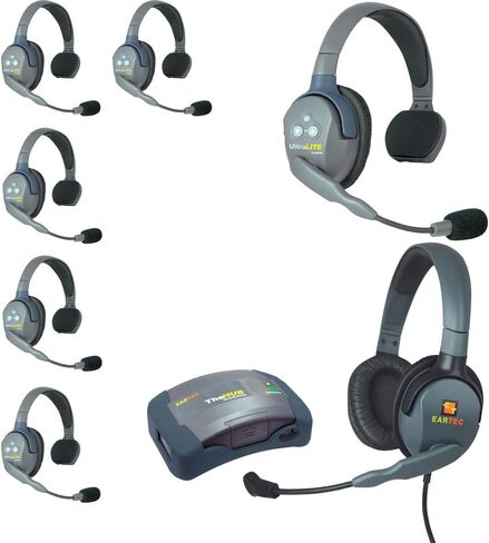 نظام اتصال داخلي Eartec HUB7SMXD Ultralite لـ 7 أشخاص مع 6 سماعات فردية و1 كحد أقصى 4G مزدوجة (الولايات المتحدة الأمريكية)، مع مجموعة تنظيف 6AVE. in Kuwait