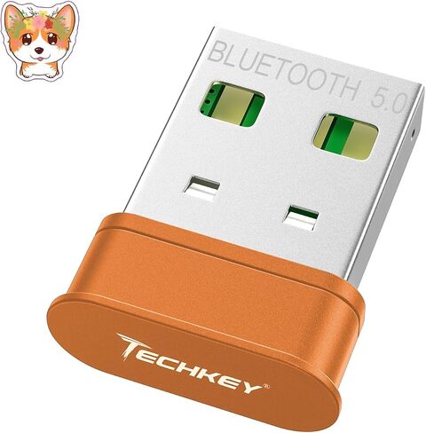 محول USB بلوتوث لجهاز استقبال الكمبيوتر - Techkey Mini Bluetooth 5.0 EDR Dongle Transmitter لنقل سطح المكتب للكمبيوتر المحمول وسماعات الرأس بلوتوث ولوحة المفاتيح والماوس والطابعة Windows11-7 (Koy-09) in Kuwait