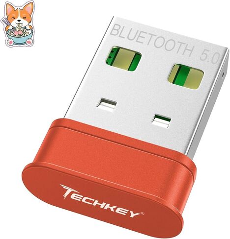 محول USB بلوتوث لجهاز استقبال الكمبيوتر - Techkey Mini Bluetooth 5.0 EDR Dongle Transmitter لنقل سطح المكتب للكمبيوتر المحمول وسماعات رأس بلوتوث ولوحة مفاتيح وماوس وطابعة Windows11-7 (Kor-04) in Kuwait