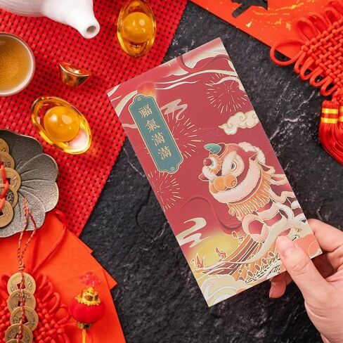 NOLITOY 24pcs Chinese Red Envelopes,Lucky Money Gift Envelopes, 2024 Chinese New Year Spring Festival Red Packets for New Year, Birthday, Wedding, Festivals in Saudi Arabia