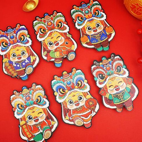 18 Pcs Red Envelopes Chinese New Year 2024 Cute Dragon Shape Red Envelope Lunar New Year Hong Bao Red Pocket Lucky Money Envelopes Cash For Gifts Spring Festival Set1 in Saudi Arabia
