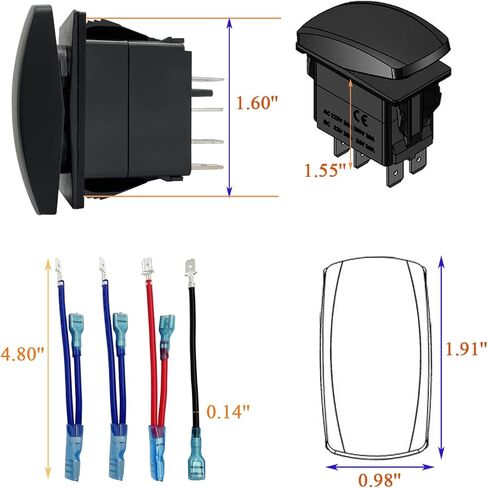 12 فولت أحمر Led قارب التنقل/ANC أضواء الروك التبديل مع الأسلاك 7 دبوس ON-Off-ON مقاوم للماء DPDT الملاحة/مرساة أضواء التبديل لسفينة سفينة قارب بحري IP66 in Kuwait