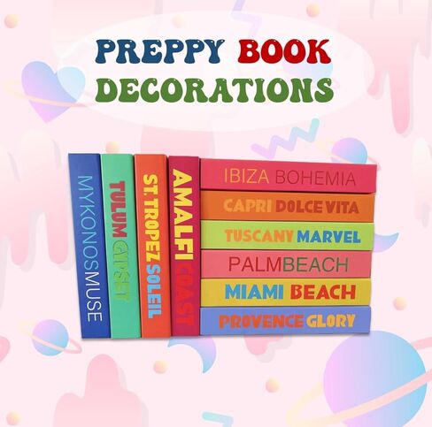 Preppy مكتب كتاب ديكور الرف وهمية فو الأزياء كتاب 10PCS فتاة جوز الهند الجمالية الدنماركية الباستيل Beachy الزينة الملونة غرفة ديكور الكتب الزخرفية ديكورات المنزل Preppy الاشياء غير تقليدي in Kuwait