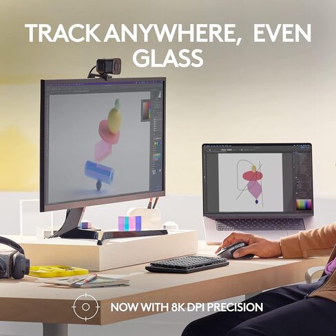 لوجيتك MX Master 3S لماوس بلوتوث لاسلكي، تمرير فائق السرعة، Ergo، 8K DPI، نقرات هادئة، تتبع على الزجاج، USB-C، Apple، iPad - رمادي فضائي (متجدد) in Kuwait