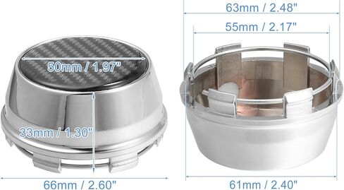 ACROPIX 66 مم OD Universal 6 مشابك لإطارات عجلات السيارة وأغطية محور مركزية للمركبة مع ملصق بلون فضي - عبوة من 4 قطع in Saudi Arabia