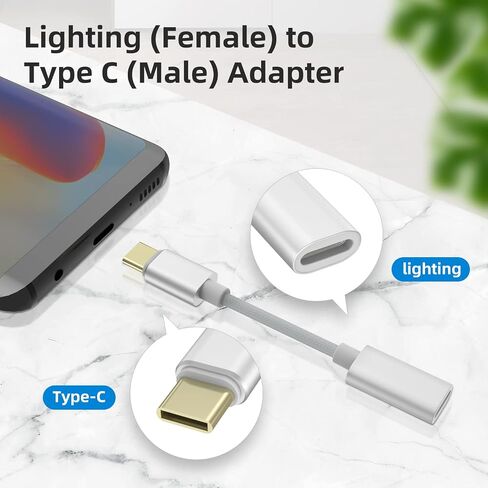USB C Adapter i OS Lighting Female to USB C Male Adapter - Only Charging Adapter Compatible with iPhone 15 Series Galaxy S24/X6/F13/M13/M53 Note 10 Pixel 8 in Saudi Arabia