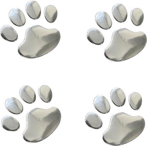 LZLRUN 4PCS Black 3D Chrome Dog Paw Footprint Sticker Decal Auto Car Emblem Decal Decoration in Kuwait