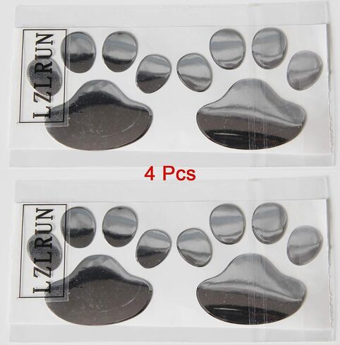 LZLRUN 4PCS Black 3D Chrome Dog Paw Footprint Sticker Decal Auto Car Emblem Decal Decoration in Kuwait