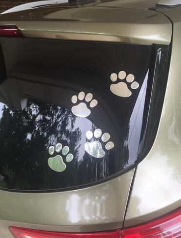 LZLRUN 4PCS Black 3D Chrome Dog Paw Footprint Sticker Decal Auto Car Emblem Decal Decoration in Kuwait