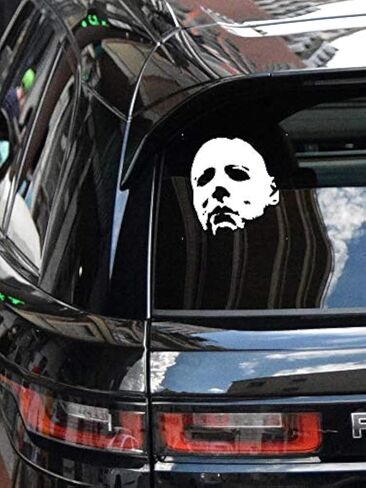 MAZ DISTRIBUTIONS – Michael Myers Creepy Face Sticker - Vinyl Michael Myers Creepy Halloween Decal for Car, Truck, and Van – Indoor and Outdoor Use–Waterproof for Laptop Decal – MAZ- 369 (Black) in Saudi Arabia