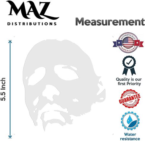 MAZ DISTRIBUTIONS – Michael Myers Creepy Face Sticker - Vinyl Michael Myers Creepy Halloween Decal for Car, Truck, and Van – Indoor and Outdoor Use–Waterproof for Laptop Decal – MAZ- 369 (Black) in Saudi Arabia