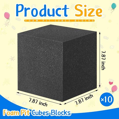 10 قطع 8 × 8 × 8 بوصات مكعبات إسفنجية من مكعبات إسفنجية مكعبات إسفنجية من أجل حفرة إسفنجية من الترامبولين كتل إسفنجية حشوة إسفنجية لدورات الجمباز والترامبولين وساحات بي إم إكس، رمادي فحمي in Saudi Arabia