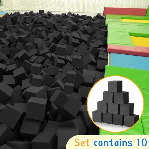 10 قطع 8 × 8 × 8 بوصات مكعبات إسفنجية من مكعبات إسفنجية مكعبات إسفنجية من أجل حفرة إسفنجية من الترامبولين كتل إسفنجية حشوة إسفنجية لدورات الجمباز والترامبولين وساحات بي إم إكس، رمادي فحمي in Saudi Arabia