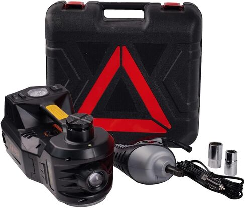 طقم جاك السيارة الكهربائية STANDTALL، مقبس هيدروليكي 5 طن 12 فولت مع مضخة نفخ الإطارات ومفتاح ربط الصدمات وإضاءة LED، لسيارات السيدان وسيارات الدفع الرباعي والشاحنات، وإصلاح تغيير إطارات المرآب المنزلي وطوارئ الطريق in Kuwait