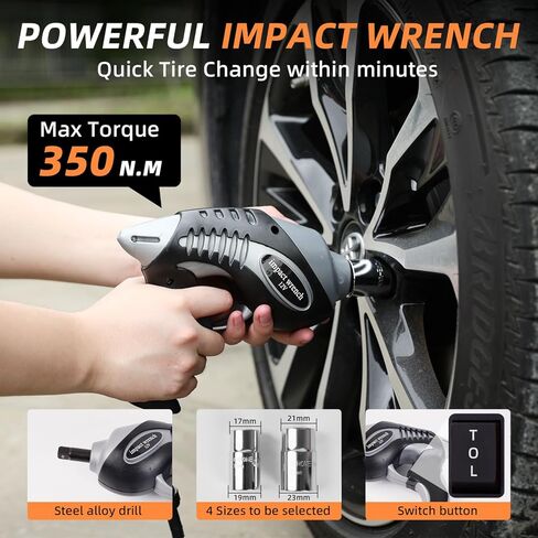 طقم جاك السيارة الكهربائية STANDTALL، مقبس هيدروليكي 5 طن 12 فولت مع مضخة نفخ الإطارات ومفتاح ربط الصدمات وإضاءة LED، لسيارات السيدان وسيارات الدفع الرباعي والشاحنات، وإصلاح تغيير إطارات المرآب المنزلي وطوارئ الطريق in Kuwait