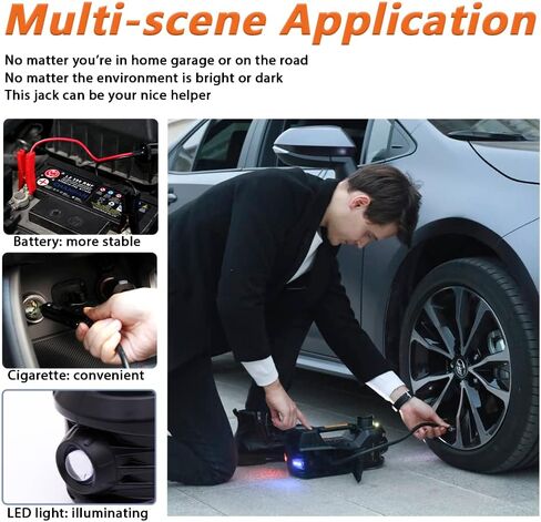 STANDTALL Electric Car Jack Kit 5 Ton 12V Car Jack Hydraulic with Impact Wrench and Tire Inflator Pump and LED Light for SUV Sedan Truck Change Tires(Black) in Saudi Arabia