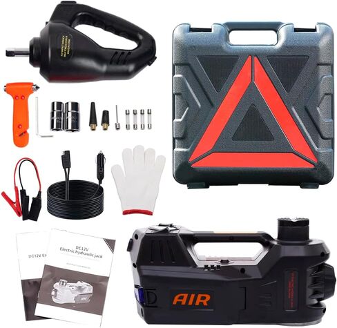 STANDTALL Electric Car Jack Kit 5 Ton 12V Car Jack Hydraulic with Impact Wrench and Tire Inflator Pump and LED Light for SUV Sedan Truck Change Tires(Black) in Saudi Arabia