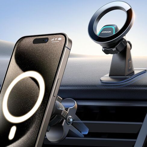 JOYROOM Fits MagSafe Car Mount, [Dashboard & Air Vent] 2 in 1 Super Stable Magnetic Car Phone Mount Fit for iPhone 15 14 13 12 Pro Max Plus Mini & MagSafe Case & All Phone in Saudi Arabia