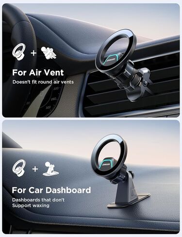 JOYROOM Fits MagSafe Car Mount, [Dashboard & Air Vent] 2 in 1 Super Stable Magnetic Car Phone Mount Fit for iPhone 15 14 13 12 Pro Max Plus Mini & MagSafe Case & All Phone in Saudi Arabia