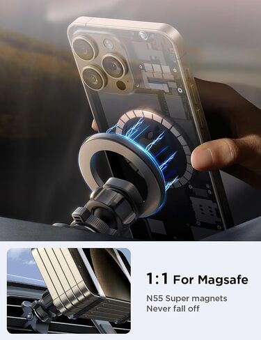 JOYROOM Fits MagSafe Car Mount, [Dashboard & Air Vent] 2 in 1 Super Stable Magnetic Car Phone Mount Fit for iPhone 15 14 13 12 Pro Max Plus Mini & MagSafe Case & All Phone in Saudi Arabia