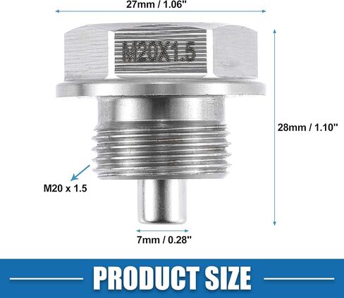 قابس تصريف الزيت المغناطيسي لمحرك السيارة M20x1.5 من الفولاذ المقاوم للصدأ مع غسالة نحاسية in Kuwait