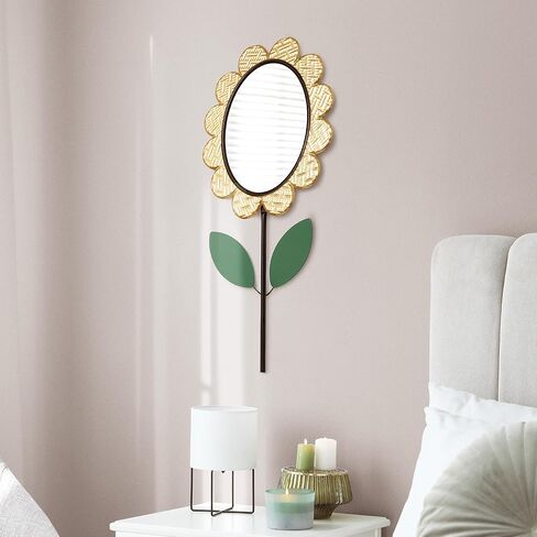 Decorative Mirrors for Wall Decor, Iron Flower Mirrors for Living Room, Small Unique Wall Mirror for Bedroom Art, Round Bathroom Mirror Accent Wall Mirrors Hallway, Entryway Mirror Decorative Wall Art in Saudi Arabia