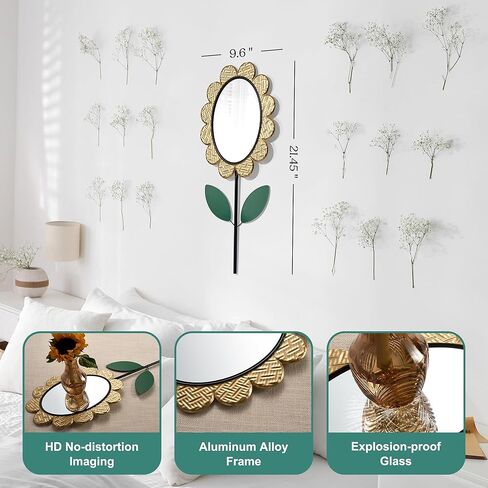 Decorative Mirrors for Wall Decor, Iron Flower Mirrors for Living Room, Small Unique Wall Mirror for Bedroom Art, Round Bathroom Mirror Accent Wall Mirrors Hallway, Entryway Mirror Decorative Wall Art in Saudi Arabia