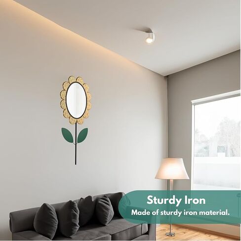Decorative Mirrors for Wall Decor, Iron Flower Mirrors for Living Room, Small Unique Wall Mirror for Bedroom Art, Round Bathroom Mirror Accent Wall Mirrors Hallway, Entryway Mirror Decorative Wall Art in Saudi Arabia