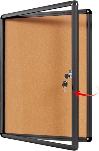 Swansea Lockable Noticeboard Wall-Mounted Bulletin Pin Cork Boards Message Board with Aluminium Frame 28x14 inch in Saudi Arabia