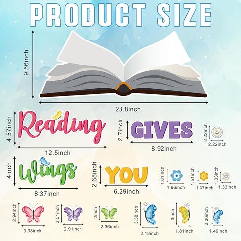 62 قطعة من زخارف لوحة الإعلانات الربيعية، قراءة فراشة الزهرة تمنحك أجنحة لوحة الإعلانات مجموعات قطع فراشة الربيع لمستلزمات مكتبة الفصول الدراسية والعودة إلى المدرسة in Kuwait