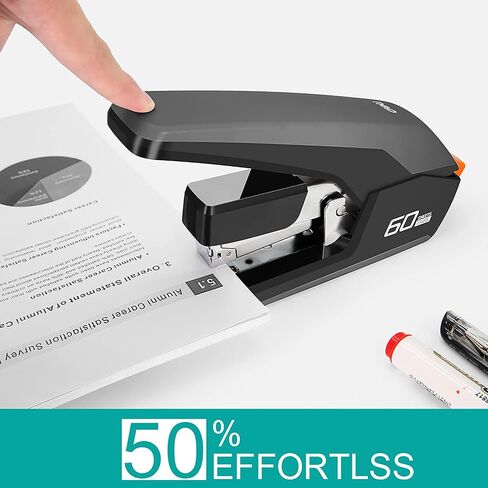 دباسات مكتبية شديدة التحمل، دباسة بتصميم مريح بدون جهد، سعة 60 ورقة (Deli0465) in Kuwait