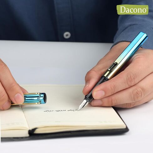 Fountain Pen Set - 5 Pack 0.38mm Nib Refillable Ink, Portable Matte Fountain Pens for Writing, Fine Point Smooth Writing Pen, Ergonomic Design - Ideal for Students, Professionals and Gift in Kuwait