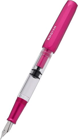 Majohn T1 Piston Fountain Pen Medium Nib, Blue Aluminium Transparent Acrylic Large Ink Capacity Writing Pen Box Set in Kuwait