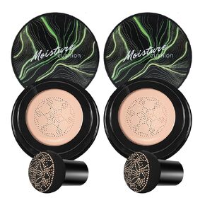 Mushroom Head Air Cushion CC Cream Foundation,QIUFSSE Mushroom Head Foundation BB Cream Makeup Foundation Concealer Brighten Long-lasting Oil Control and Moisturizing-Natural