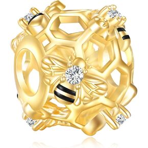 Yafeini Bee Charm لسوار الجنيه الفضي الفضي العسل Bee Bead Charm Jewelry for Women Mom