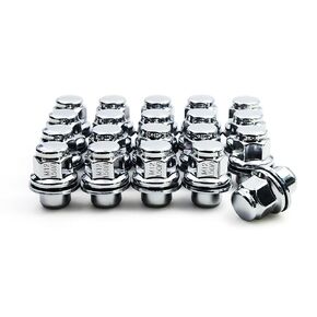 Set of 24 12x1.5 Heat Treated Mag OEM Factory Washer Style 1.47" Chrome Lug Nuts for Toyota Tacoma 4 Runner SR5 Pre-Runner TRD Off-Road Limited OEM Replacement (24pcs, 8 Grade)