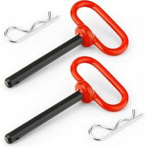 2PCS 1/2" x 4" Tractor Towing Hitch Pin and Clip, Red Handle Tow Hitch Pin for Tractors, RV, Truck, Towing